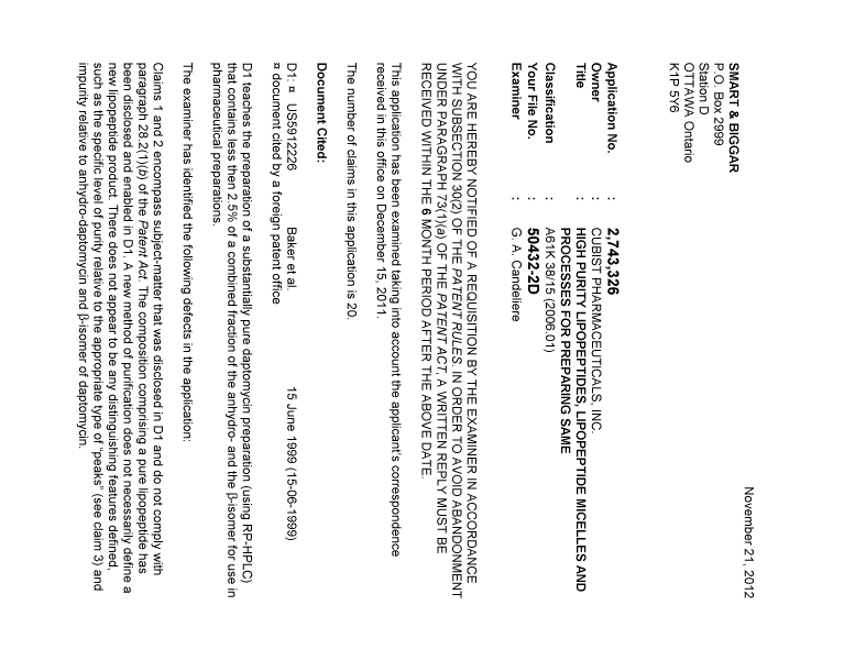 Document de brevet canadien 2743326. Poursuite-Amendment 20111221. Image 1 de 3