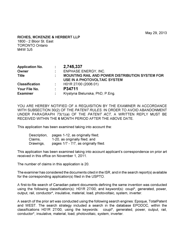 Canadian Patent Document 2745337. Prosecution-Amendment 20130529. Image 1 of 2
