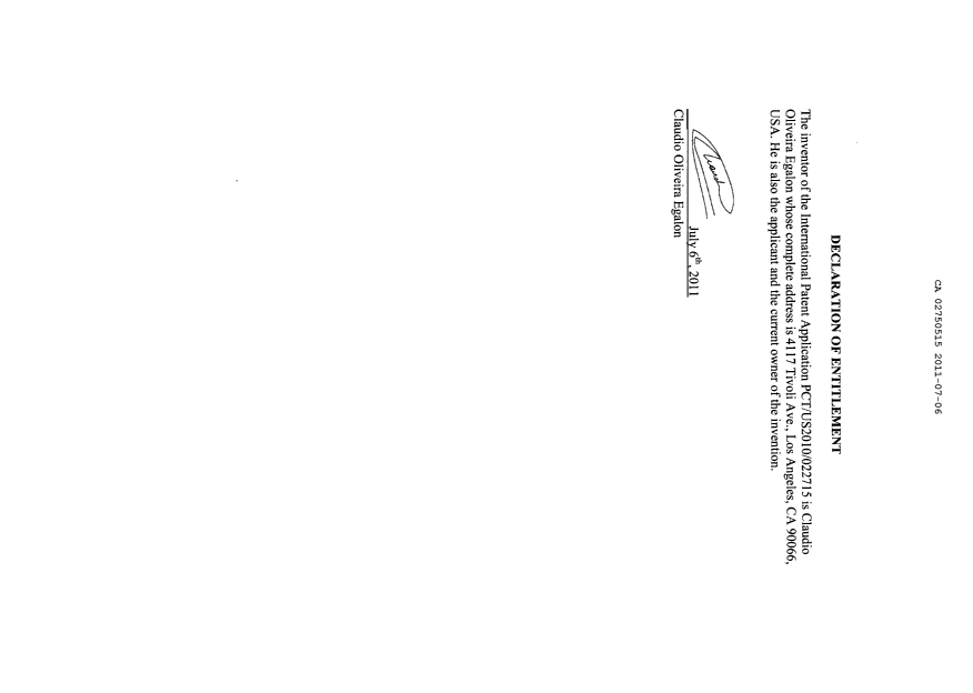 Canadian Patent Document 2750515. Correspondence 20101206. Image 2 of 2