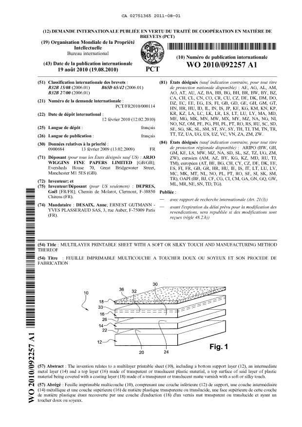 Canadian Patent Document 2751365. Abstract 20110801. Image 1 of 1