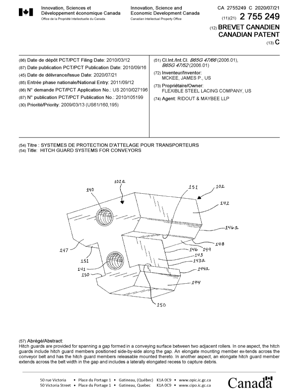 Document de brevet canadien 2755249. Page couverture 20200629. Image 1 de 1
