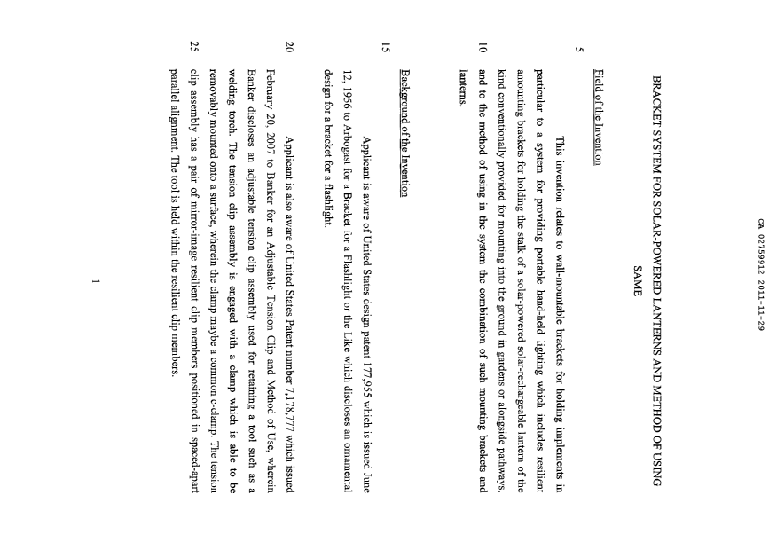 Document de brevet canadien 2759912. Description 20111129. Image 1 de 16