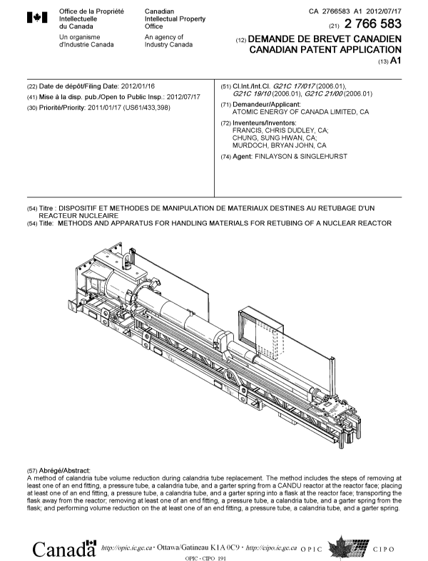 Canadian Patent Document 2766583. Cover Page 20120710. Image 1 of 1