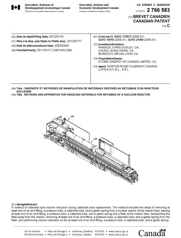 Canadian Patent Document 2766583. Cover Page 20200318. Image 1 of 1