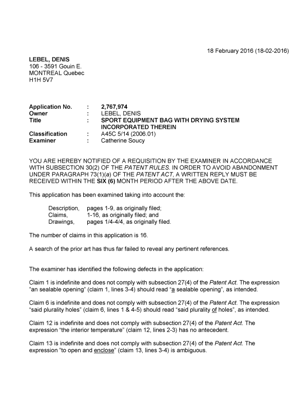 Document de brevet canadien 2767974. Poursuite-Amendment 20151218. Image 1 de 4