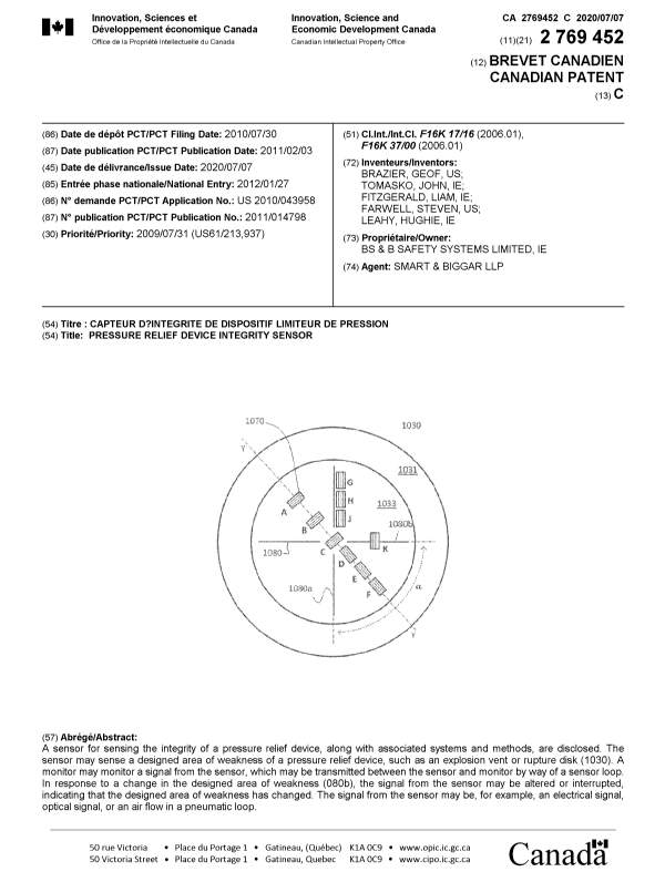 Canadian Patent Document 2769452. Cover Page 20200608. Image 1 of 1