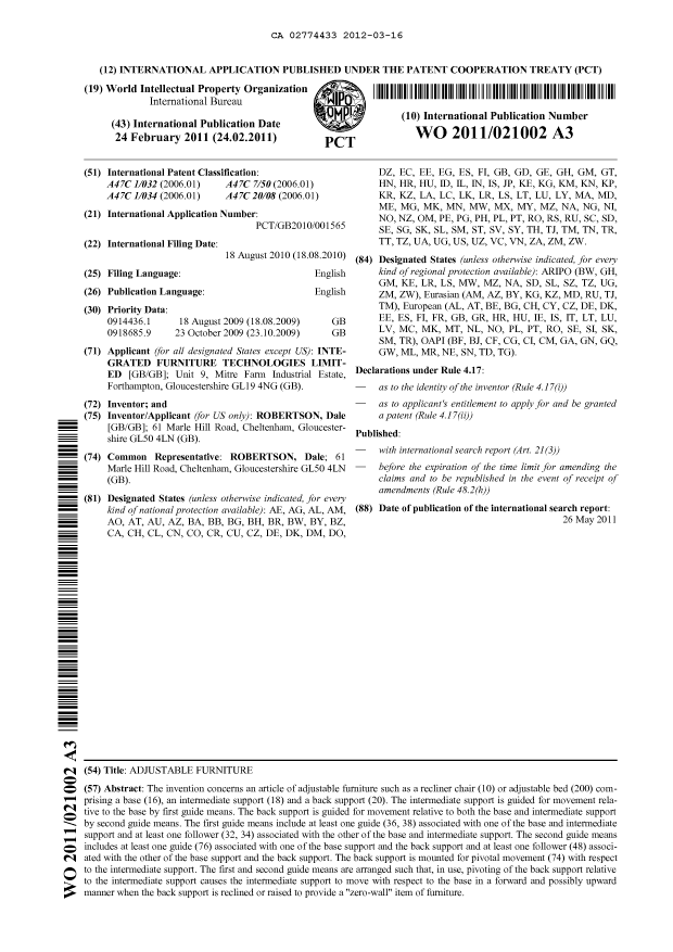 Document de brevet canadien 2774433. Abrégé 20120316. Image 1 de 1