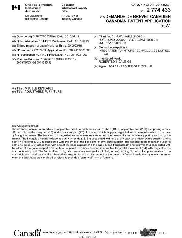 Document de brevet canadien 2774433. Page couverture 20120528. Image 1 de 1