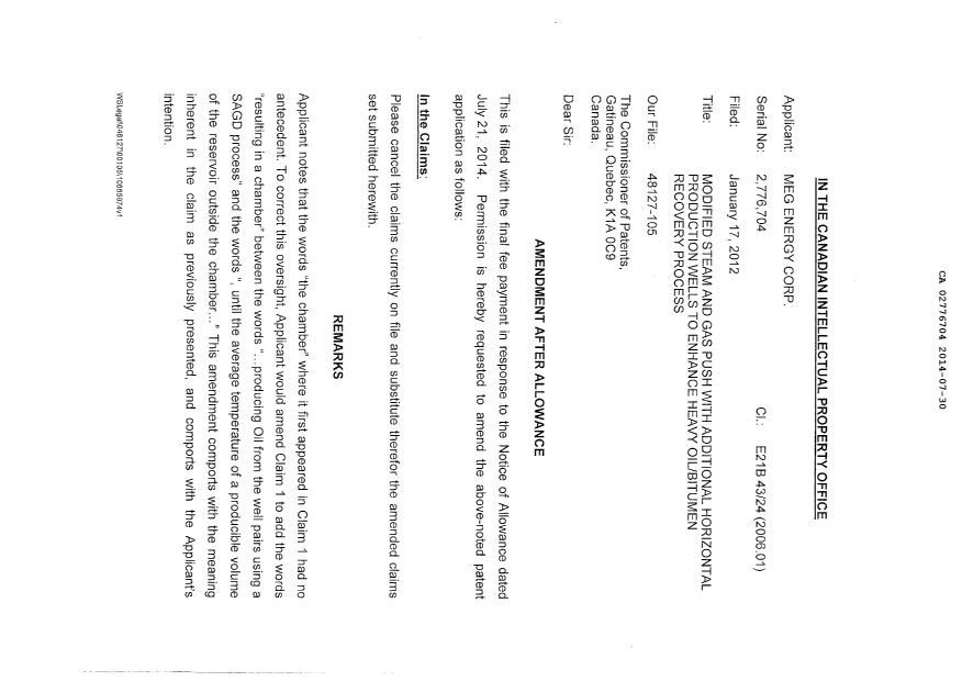 Canadian Patent Document 2776704. Correspondence 20131230. Image 3 of 4