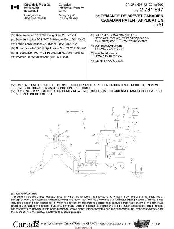 Document de brevet canadien 2781697. Page couverture 20120808. Image 1 de 1