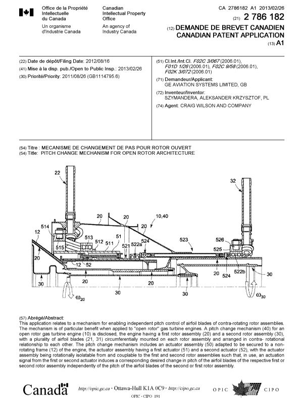 Document de brevet canadien 2786182. Page couverture 20130306. Image 1 de 1