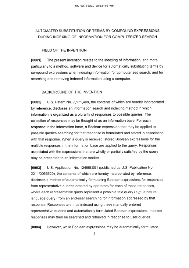 Canadian Patent Document 2786210. Description 20120808. Image 1 of 46