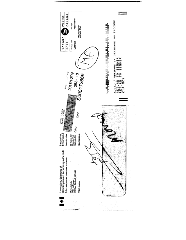 Canadian Patent Document 2787584. Returned mail 20181009. Image 2 of 2