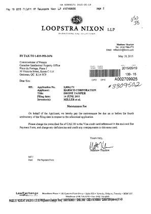 Canadian Patent Document 2806171. Fees 20141219. Image 1 of 2