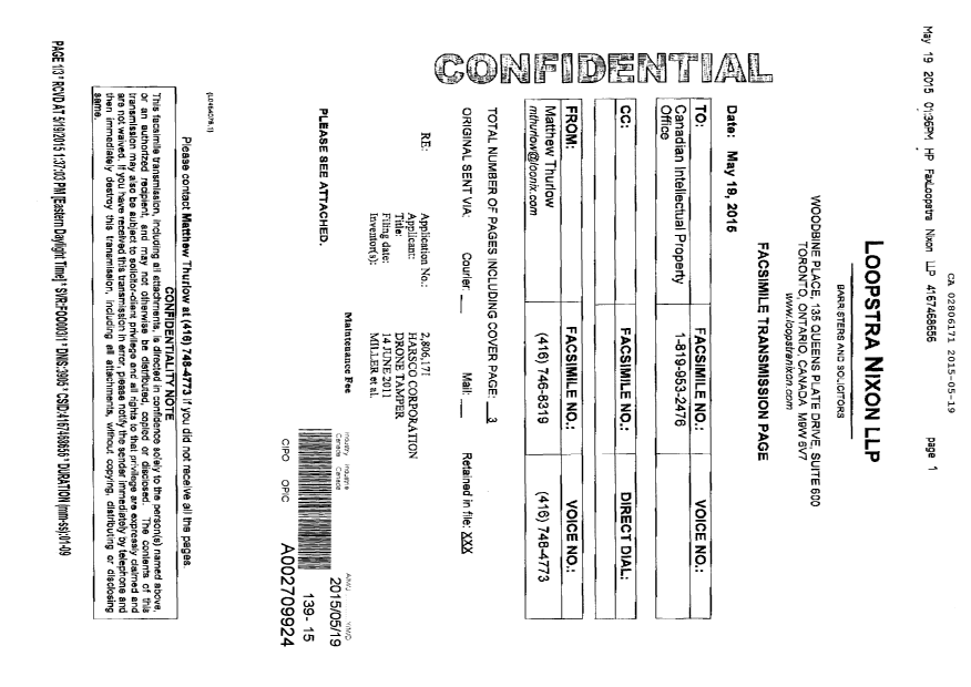 Document de brevet canadien 2806171. Taxes 20141219. Image 2 de 2