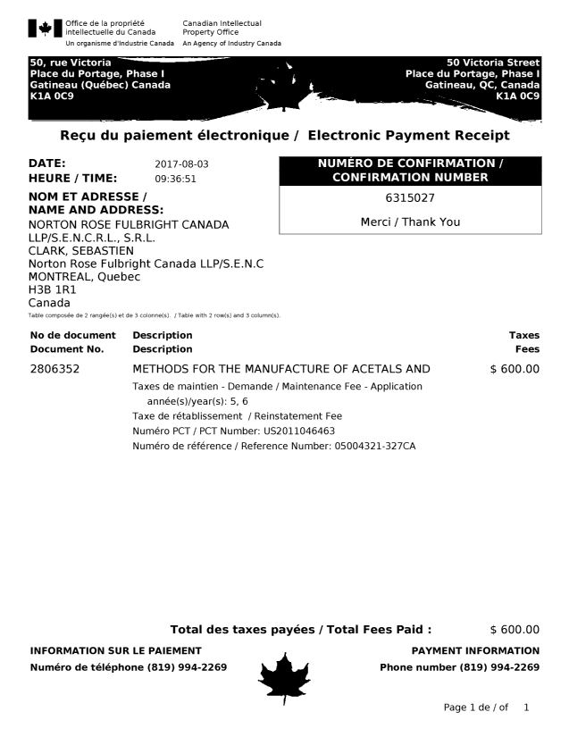 Document de brevet canadien 2806352. Taxes 20161203. Image 1 de 1