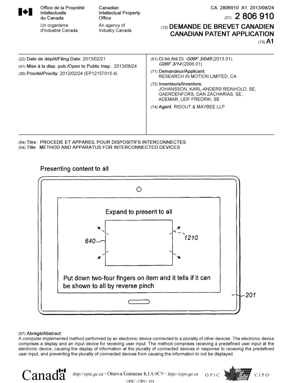 Document de brevet canadien 2806910. Page couverture 20130830. Image 1 de 1