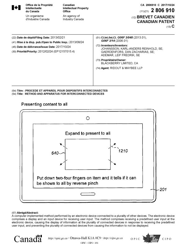 Document de brevet canadien 2806910. Page couverture 20170926. Image 1 de 1