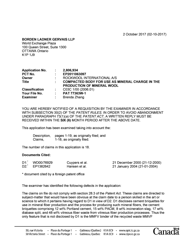 Document de brevet canadien 2806934. Poursuite-Amendment 20161202. Image 1 de 4