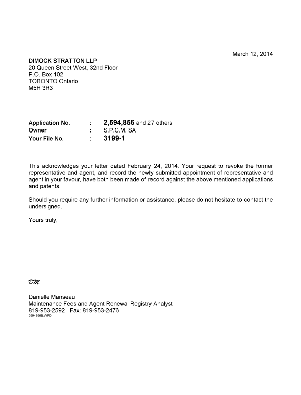 Canadian Patent Document 2807010. Correspondence 20131212. Image 1 of 1