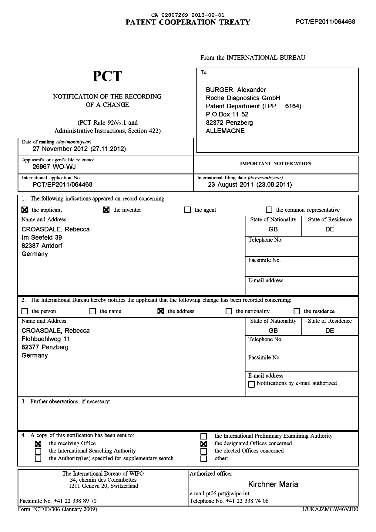 Document de brevet canadien 2807269. PCT 20121201. Image 1 de 7