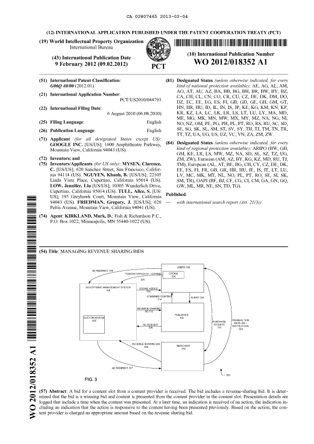 Document de brevet canadien 2807465. Abrégé 20121204. Image 1 de 1