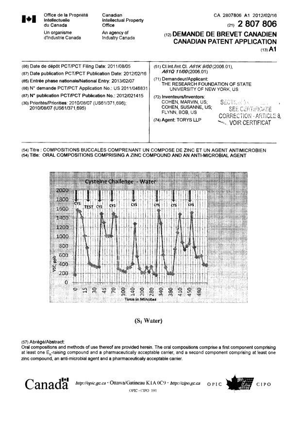 Document de brevet canadien 2807806. Page couverture 20140501. Image 1 de 2