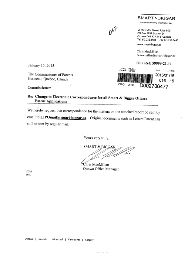 Document de brevet canadien 2808292. Changement à la méthode de correspondance 20150115. Image 1 de 2
