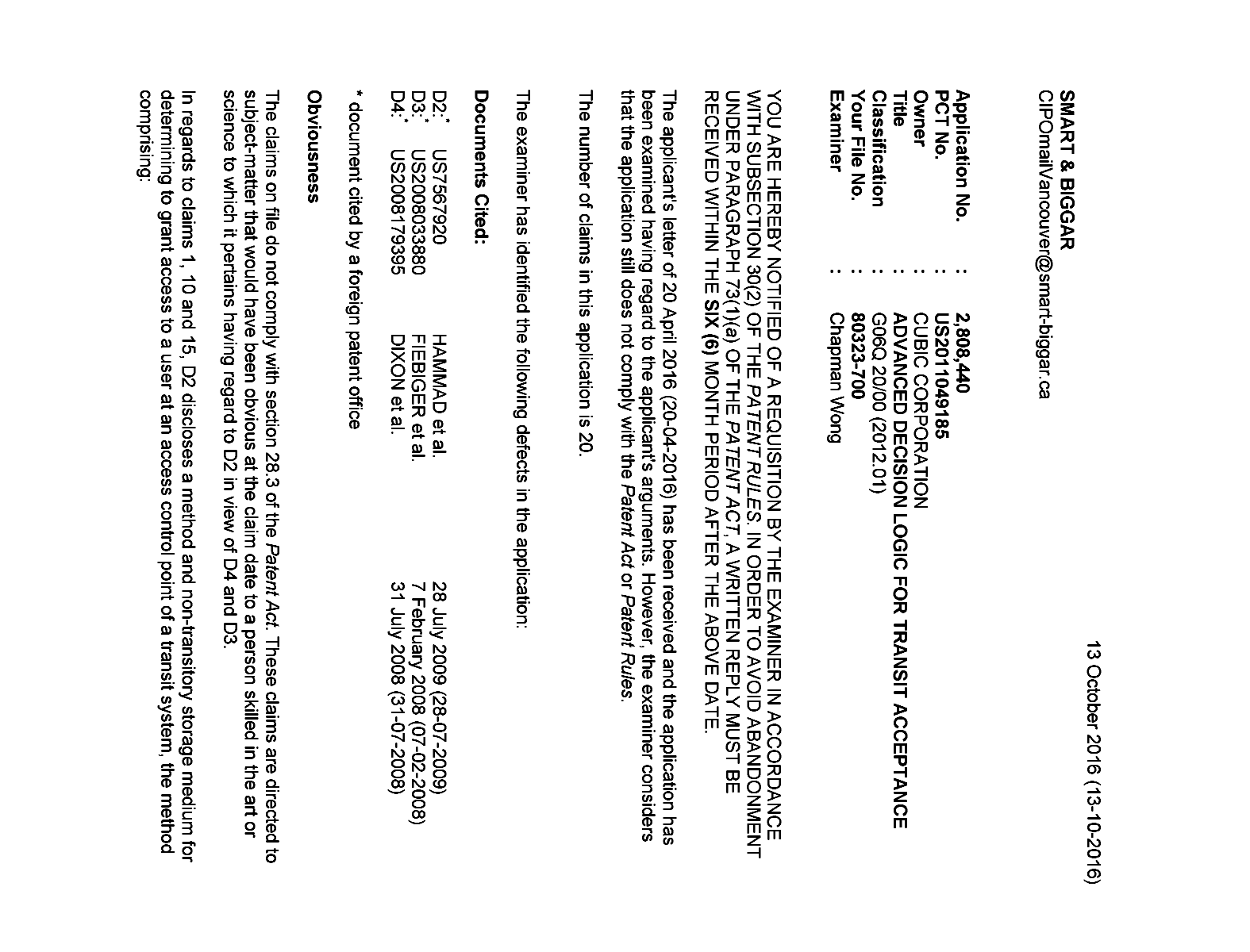 Document de brevet canadien 2808440. Poursuite-Amendment 20151213. Image 1 de 4