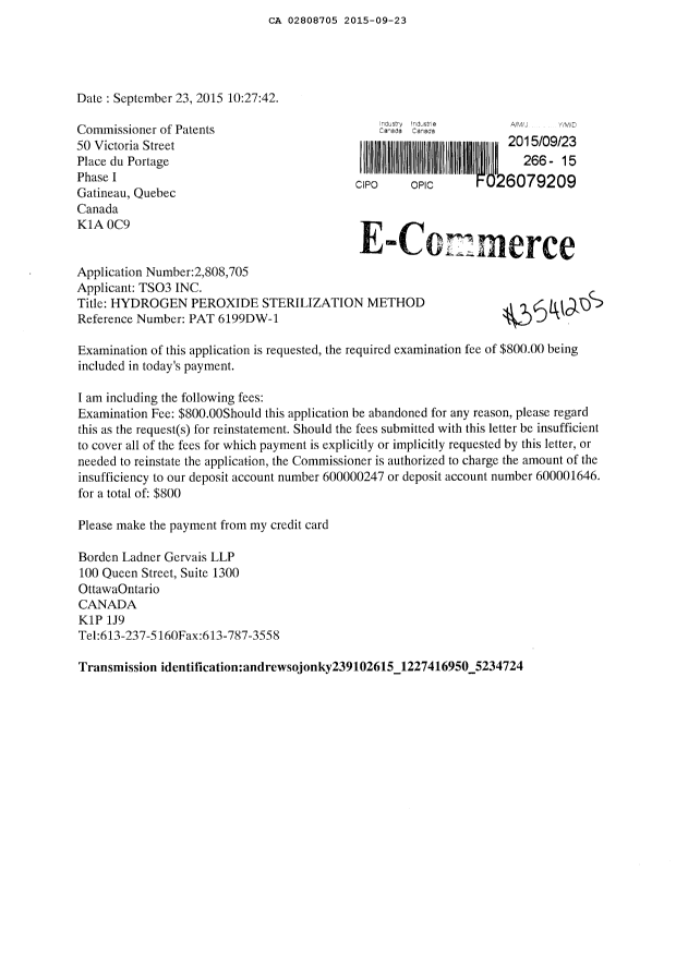 Document de brevet canadien 2808705. Poursuite-Amendment 20141223. Image 1 de 1