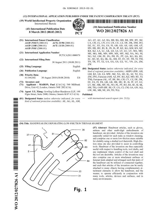 Document de brevet canadien 2809410. Abrégé 20121221. Image 1 de 1