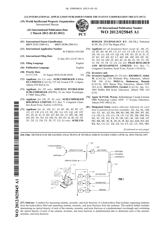 Document de brevet canadien 2809419. Abrégé 20121221. Image 1 de 2
