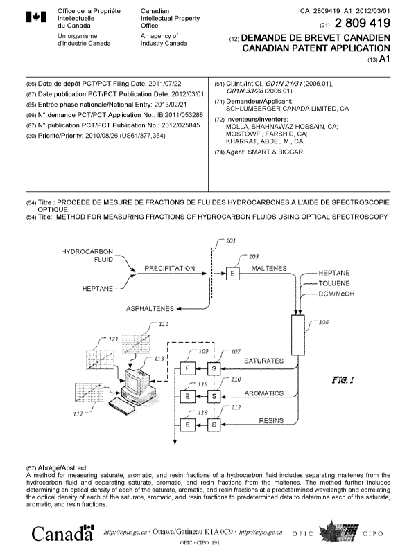 Document de brevet canadien 2809419. Page couverture 20130426. Image 1 de 1