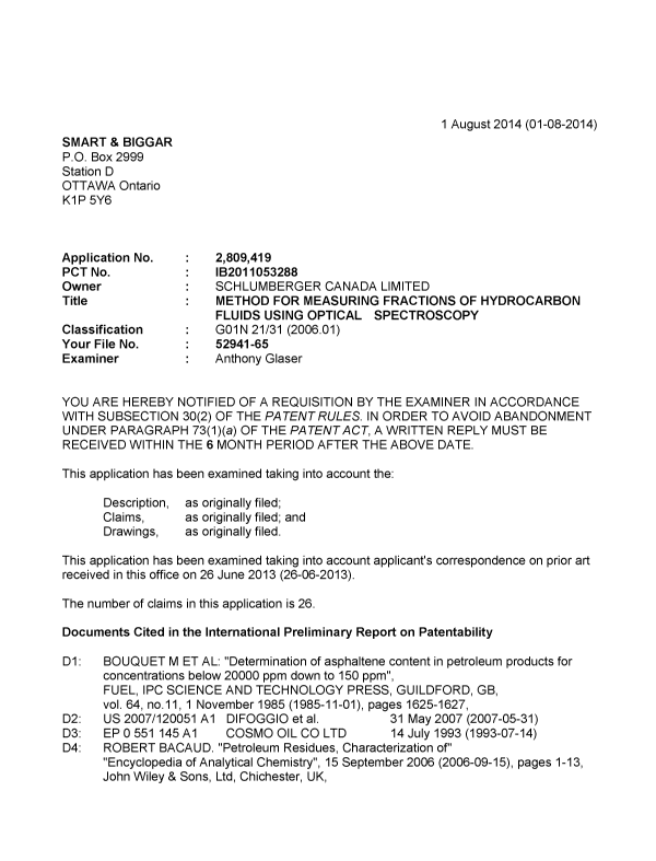 Document de brevet canadien 2809419. Poursuite-Amendment 20140801. Image 1 de 2