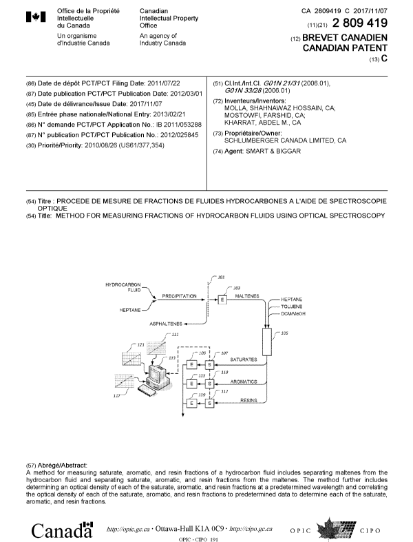Document de brevet canadien 2809419. Page couverture 20171012. Image 1 de 1