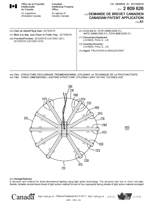 Document de brevet canadien 2809626. Page couverture 20121223. Image 1 de 2