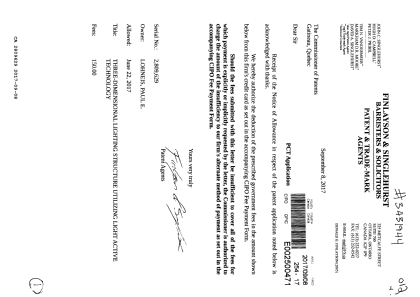 Document de brevet canadien 2809629. Correspondance 20161208. Image 1 de 1