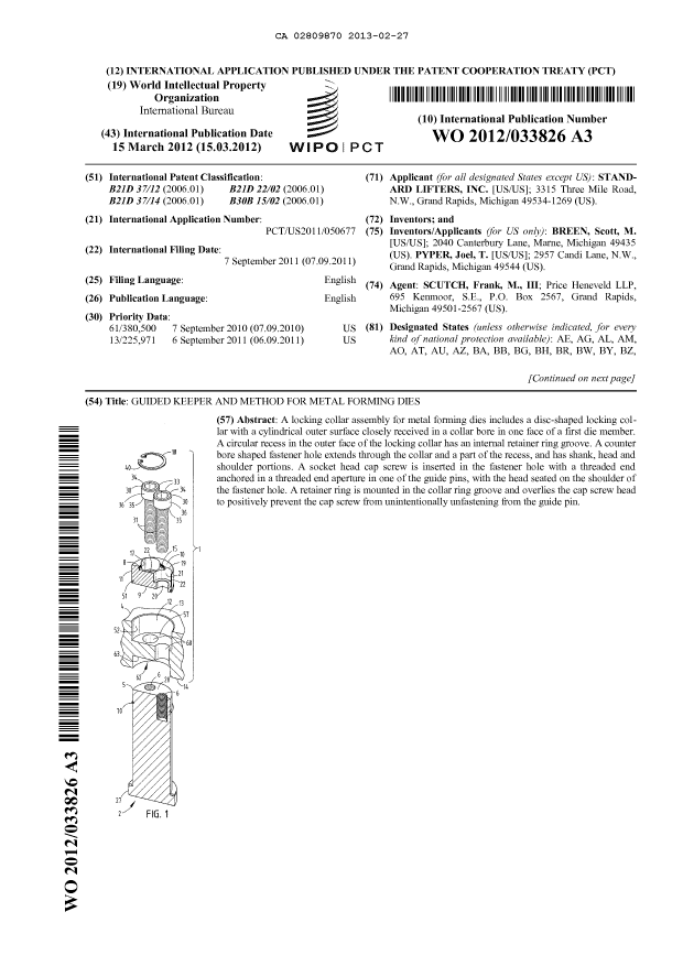 Document de brevet canadien 2809870. Abrégé 20130227. Image 1 de 2