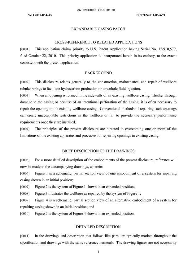 Document de brevet canadien 2810098. Description 20121228. Image 1 de 4