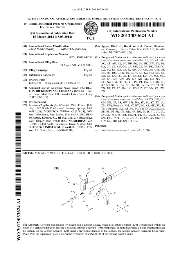 Document de brevet canadien 2810684. Abrégé 20121206. Image 1 de 1