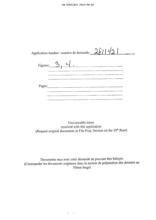 Document de brevet canadien 2811421. Dessins 20121202. Image 1 de 4