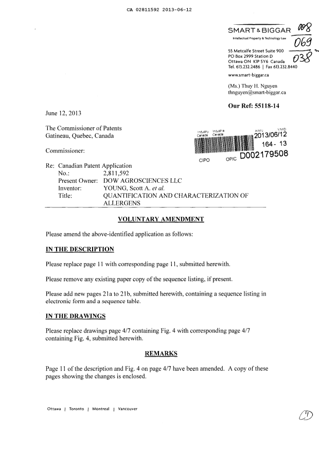 Document de brevet canadien 2811592. Poursuite-Amendment 20121212. Image 1 de 8