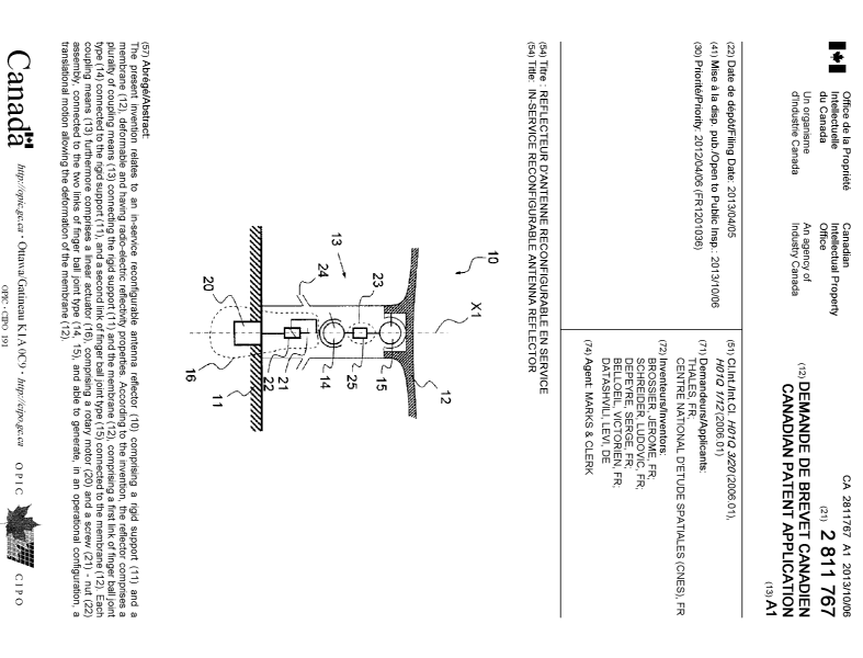 Document de brevet canadien 2811767. Page couverture 20121215. Image 1 de 1
