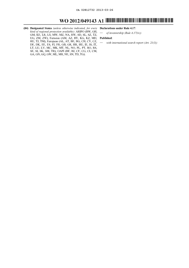 Document de brevet canadien 2812732. Abrégé 20121226. Image 2 de 2