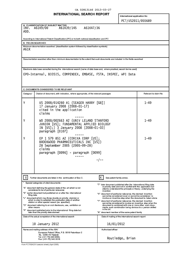 Document de brevet canadien 2813146. PCT 20121227. Image 1 de 10