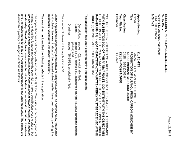 Document de brevet canadien 2813431. Poursuite-Amendment 20130802. Image 1 de 3