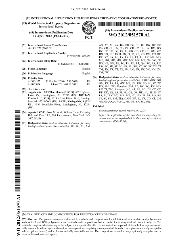 Document de brevet canadien 2813783. Abrégé 20130404. Image 1 de 1