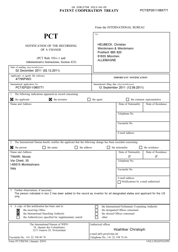 Document de brevet canadien 2813796. PCT 20121205. Image 1 de 11