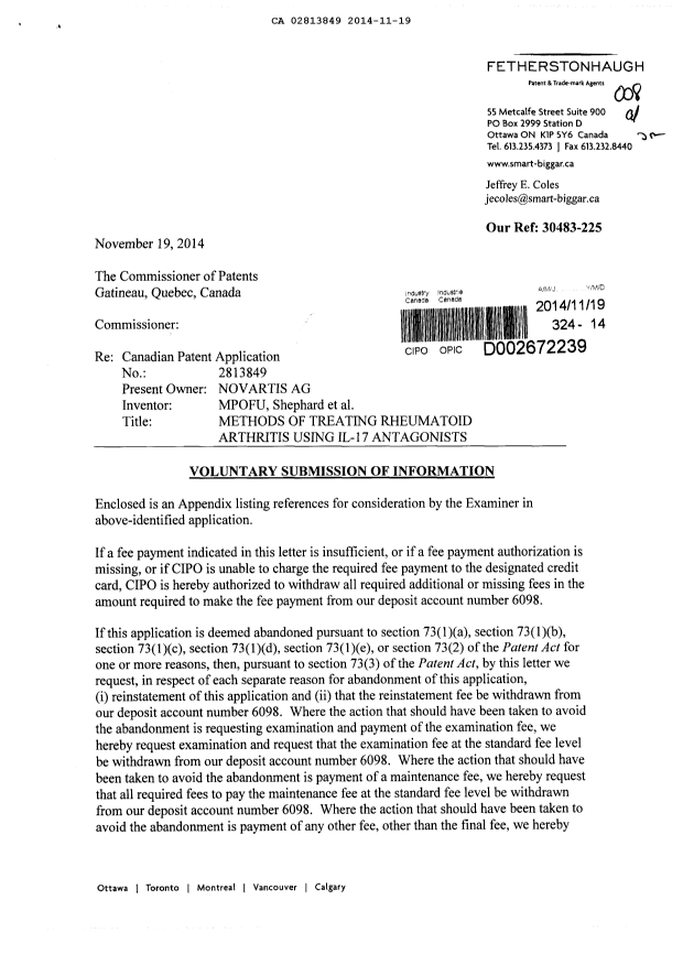 Document de brevet canadien 2813849. Poursuite-Amendment 20131219. Image 1 de 5