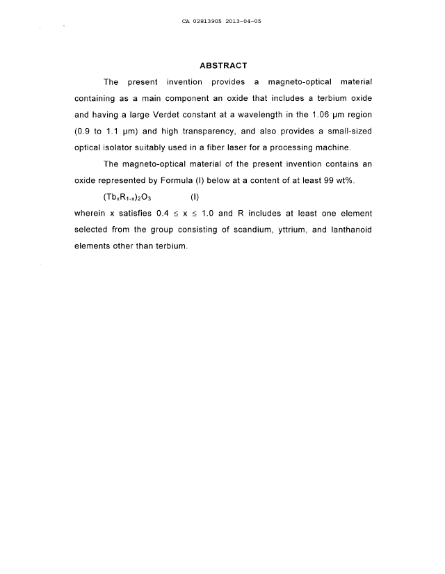 Document de brevet canadien 2813905. Abrégé 20190115. Image 1 de 1